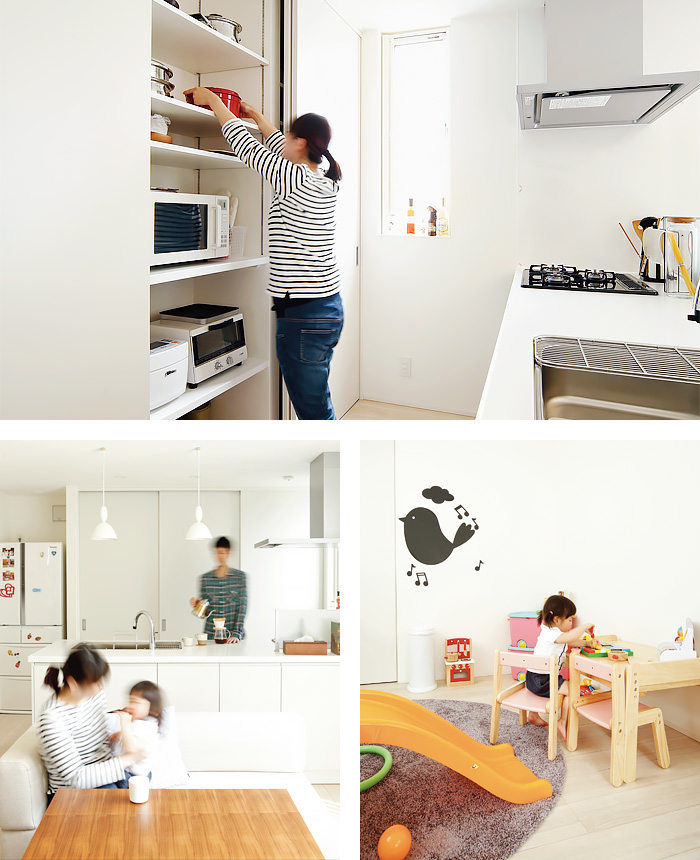 キッチン 収納 ダイニング ウッド 子ども部屋 キッズスペース | インゾーネの家
