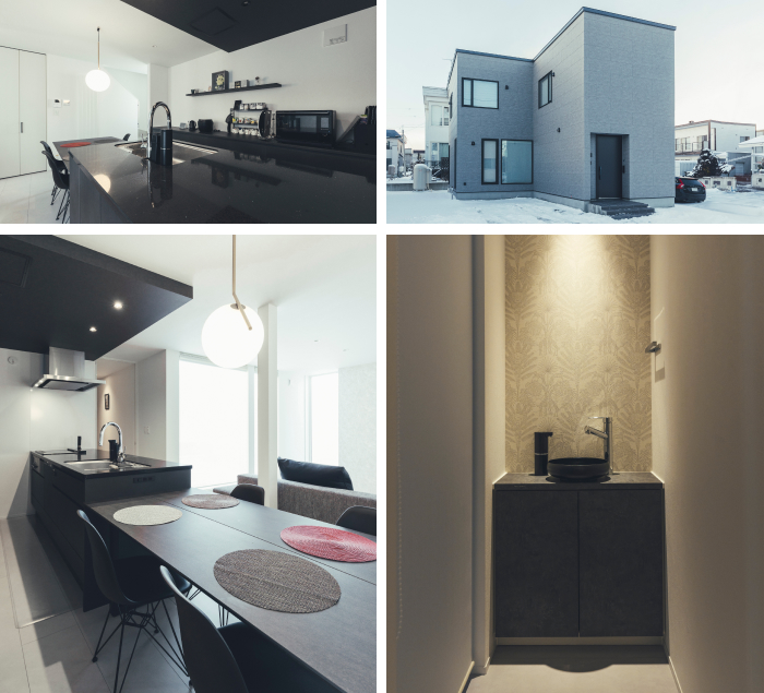 ダイニング 照明 キッチン テーブル リビング ソファ 外観 一戸建て 手洗い場｜ インゾーネの家
